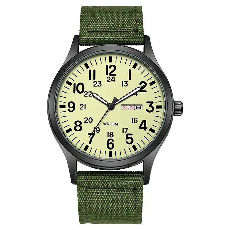 Robuste Field Watch leicht ablesbares Zifferblatt 24H Anzeige Nylonband