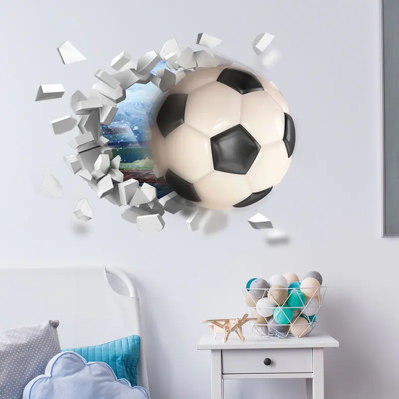 Große 3D Fußball Ball Wandaufkleber Tapete Schlafzimmer Kind Decal Sport Kinder