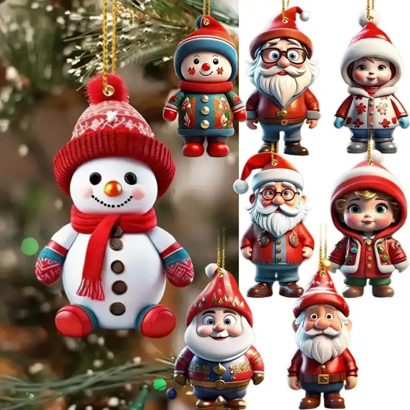 8x Frohe Weihnachten Weihnachtsschmuck Weihnachtsbaumbehang Schneemann Deko
