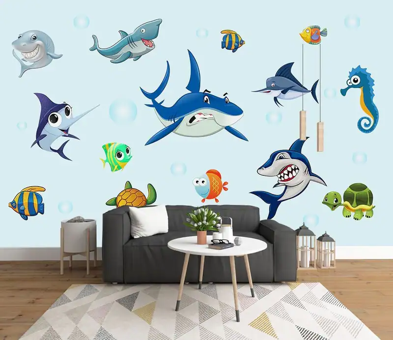 Haie Wandaufkleber Unter Meer Abnehmbar Kunst Bad Kinderzimmer Deko Wandtattoo