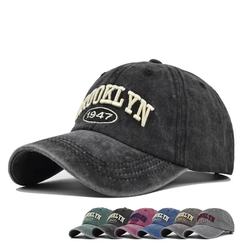 Buchstaben Stickerei Herren Damen Snapback Caps gewaschene Baumwolle Baseball