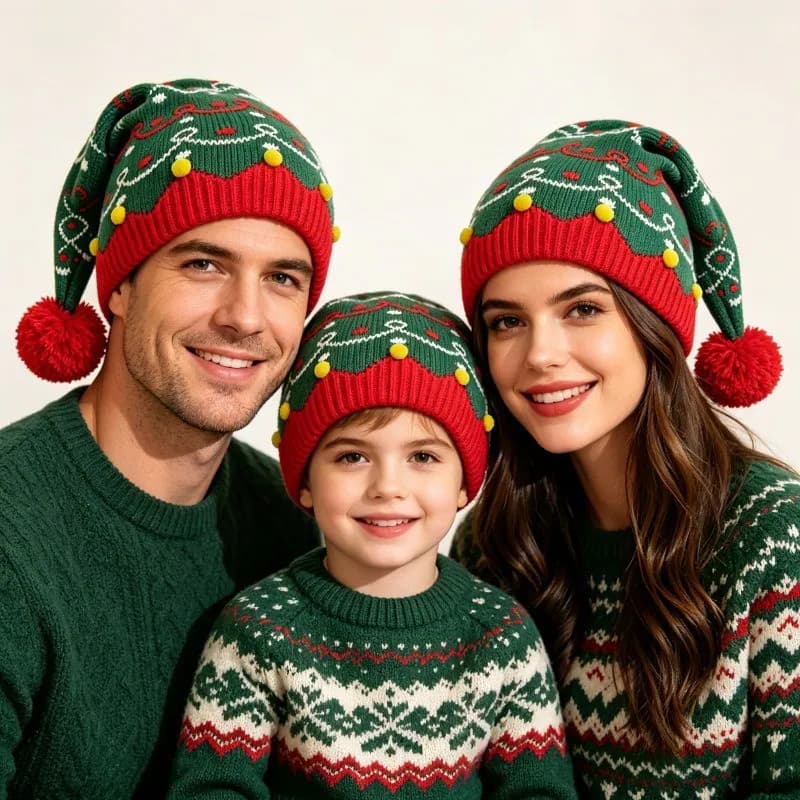 1/3 Stück Strick Weihnachten Nikolaus Mützen Herren Damen Kinder Xmas Party