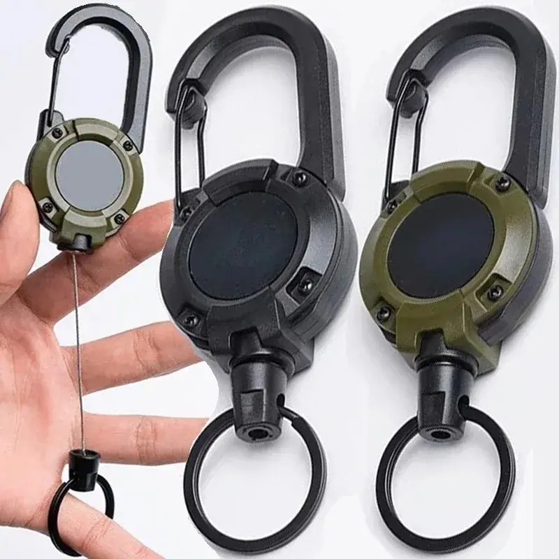 Schwerlast einziehbar Karabiner Auto Schlüsselanhänger Rollenhalter Stahlkordel