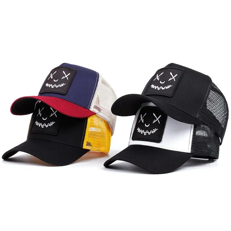 Smile Trucker Mesh Baseball Mütze Herren Damen Hip Hop Atmungsaktiv Snapback Cap