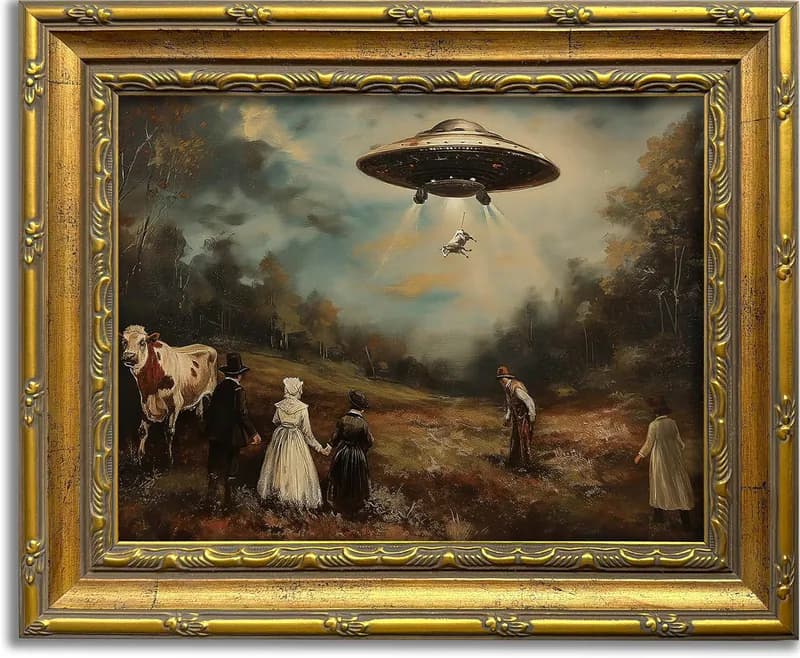 Vintage UFO Wandbild seltsame viktorianische lustige Wanddeko