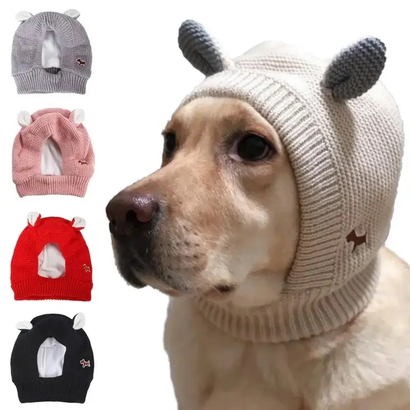 Hunde Ohrenschützer Lärmschutz Strickmütze Winter Warm Haustier Ohrenschützer