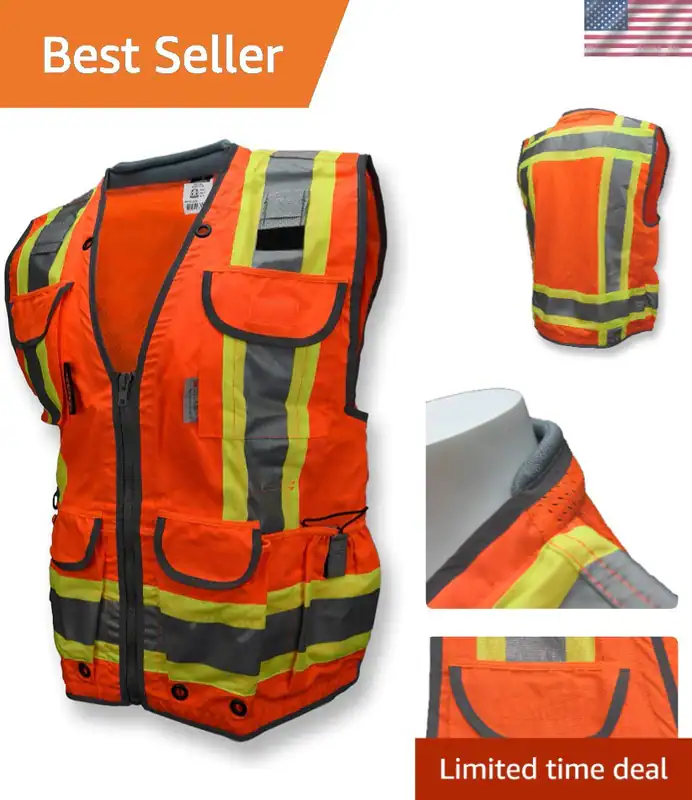 Sicherheitsweste Hi Vis Arbeitsweste für Herren mit Taschen reflektierend