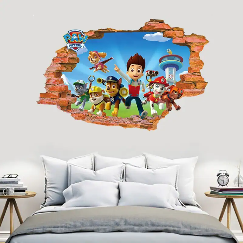 3D Paw Patrol Ziegel Loch in Wand Aufkleber Kunst Aufkleber Kinderzimmer Zimmer