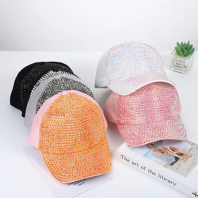 Baseballkappe Damen Herren Nieten Strass Glitzer Glitzer Sonnenhut