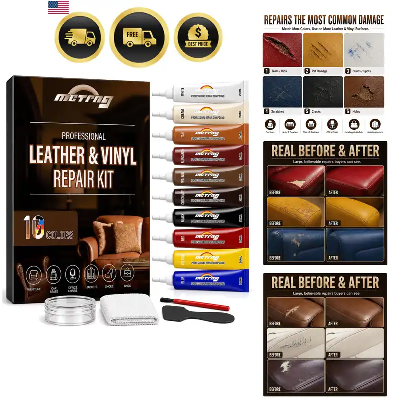 Leder & Vinyl Reparaturset für Autositz & Interieur, Möbel, Couch, Sofa | ...