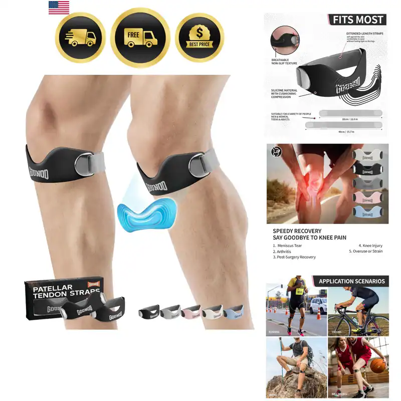 Silikon Patellasehnen Stützgurt 2er Pack, Knieband zur Knie Schmerzlinderung...