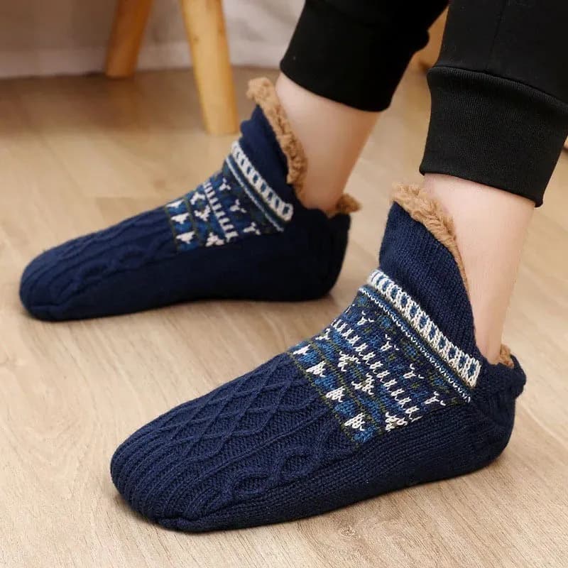 Herren Damen Flauschige Hausschuhe Söckchen Fleece Gefüttert Gripper Winter