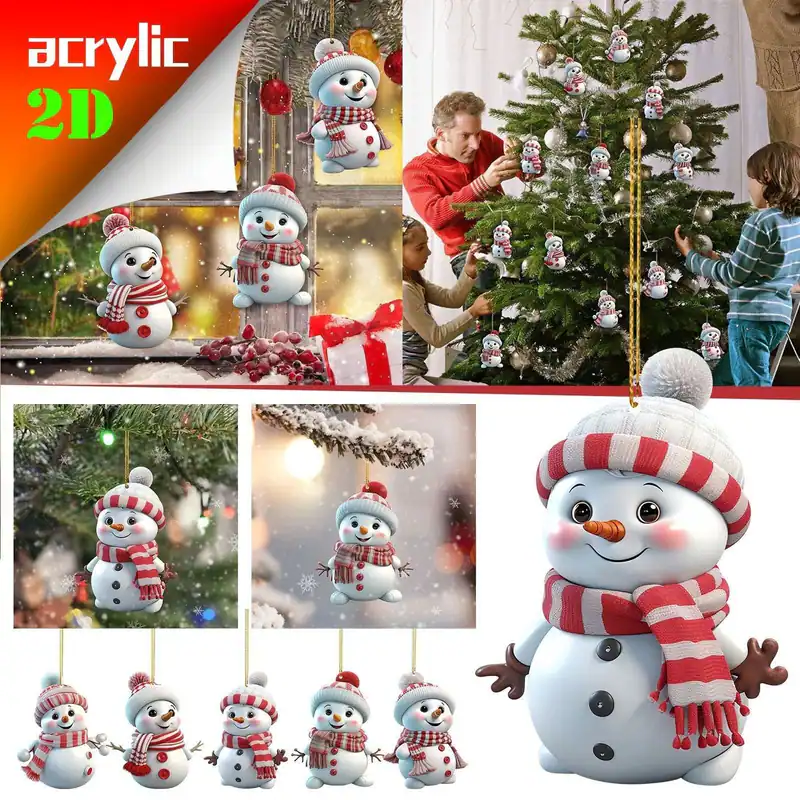 5x Frohe Weihnachten Deko Ornament Weihnachtsbaumbehang Schneemann Deko Anhänger