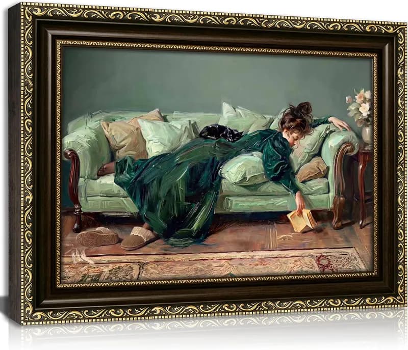 Vintage Gold gerahmtes Wandbild, 3D strukturierter viktorianischer Frau