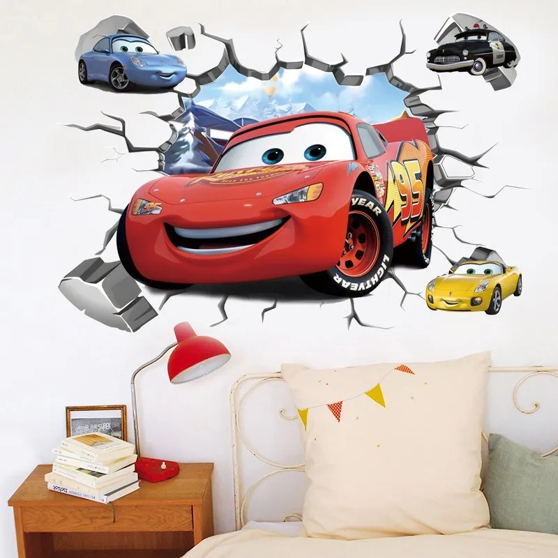 Disney Cars Wandaufkleber 3D Jungen Mädchen Schlafzimmer Vinyl Wandbild