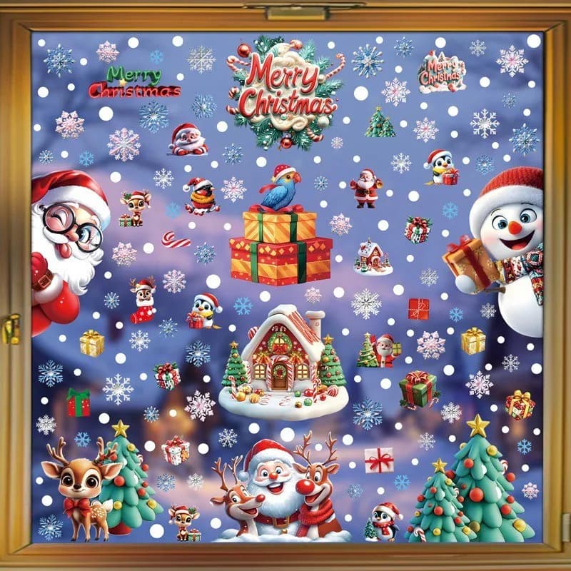 2027 Weihnachten Fenster Aufkleber Klammern Xmas Santa Kunst Aufkleber Wand