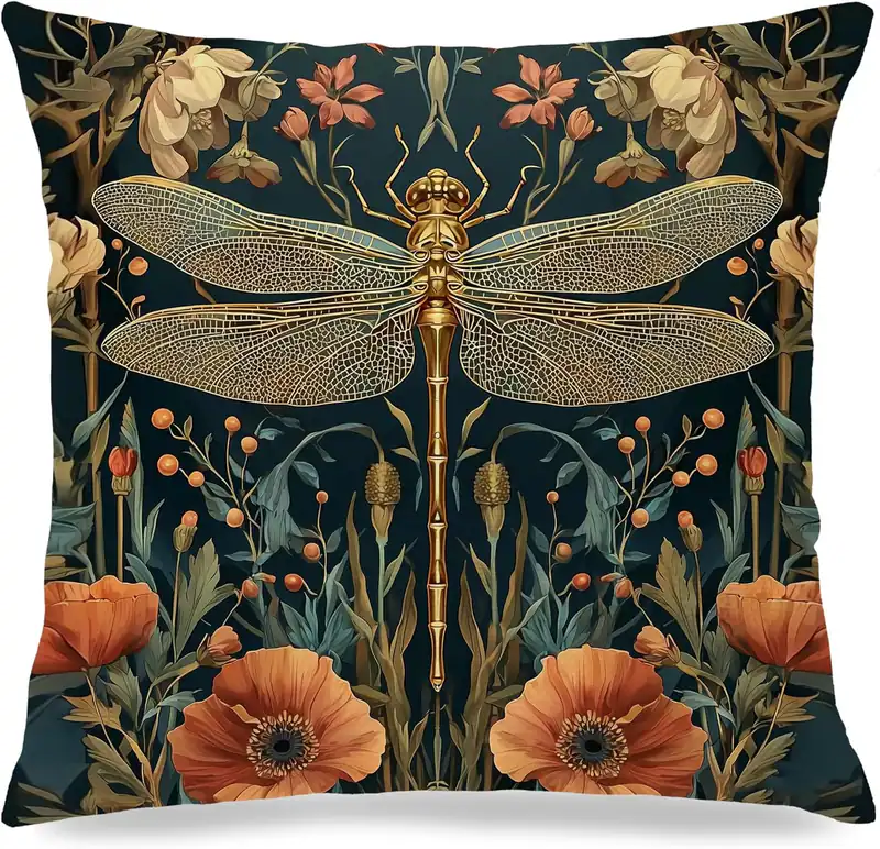 William Morris inspirierter Kissenbezug Libelle 18 x 18 doppelseitig, dunkle