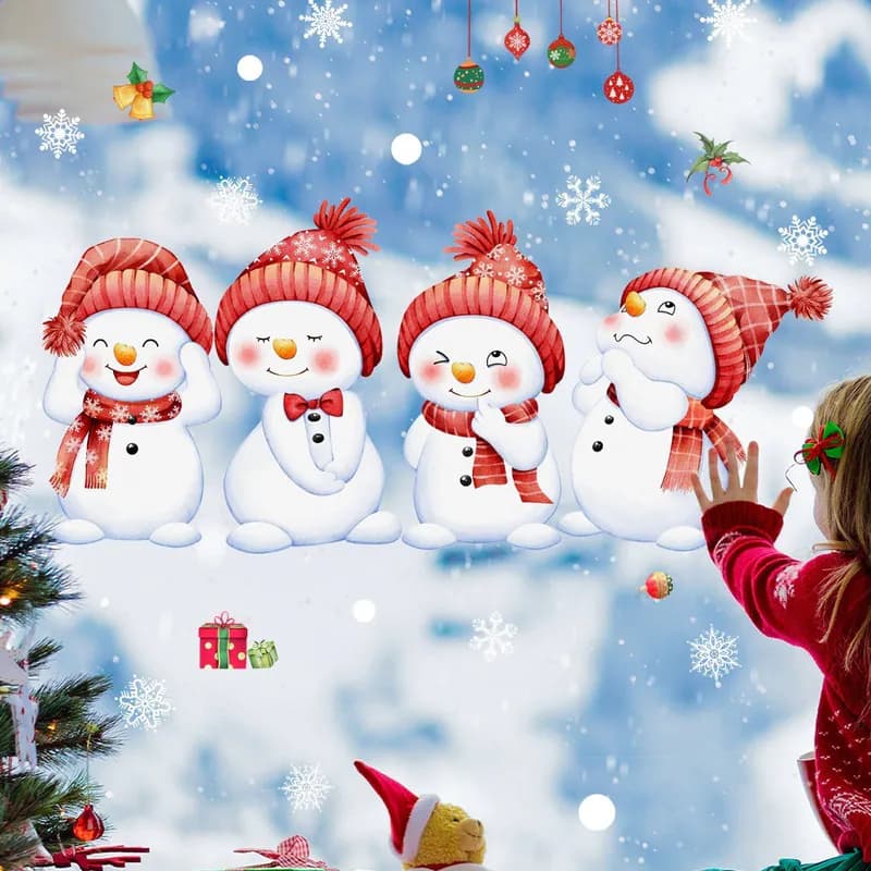 Doppelseitige schöne Schneemann Abziehbilder Fenster klammern Wand Haus