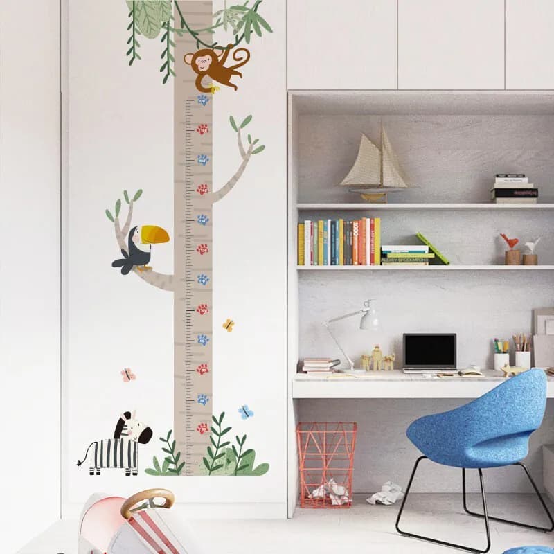 Höhentabelle Wandaufkleber Affe Zebra Baum Aufkleber Deko Kinderzimmer