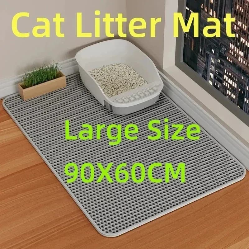 60x90cm Katzenstreu Matte - Wasserdicht Doppellagig Rutschfest Waschbar