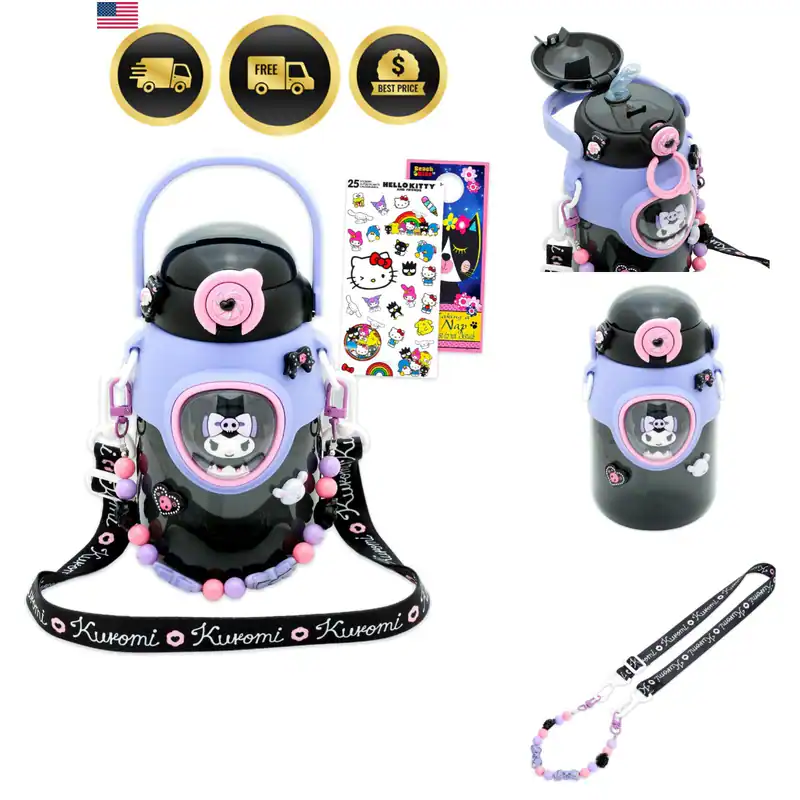Kuromi Trinkflasche für Mädchen - Paket mit 16 Unzen Kuromi Trinkbecher mit