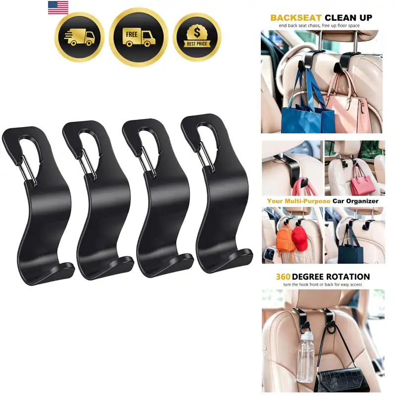4 Stück Auto Rücksitz Kopfstütze Haken Aufhänger für Handtasche Einkaufstasche