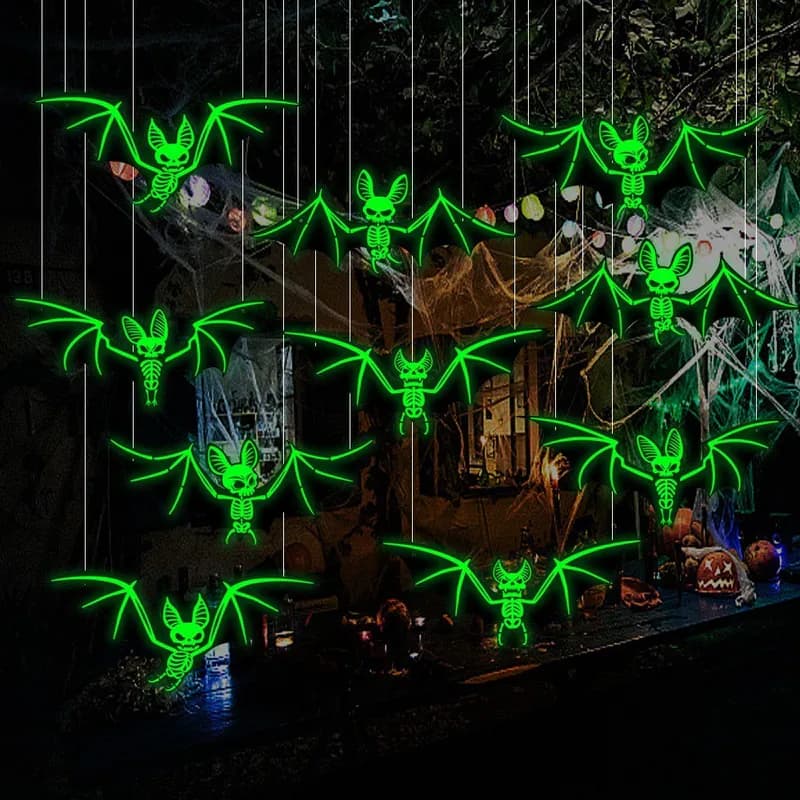 10 Stck. Große Leuchtende Fledermaus Wandaufkleber Halloween Home Party Dekor