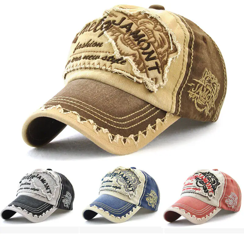 Tiger Distressed Herren Damen Baseball Cap Snapback Sport Hip-Hop Baumwolle