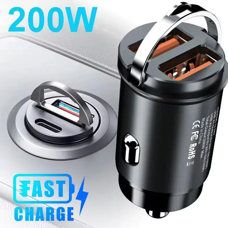 100W/200W QC3.0 PD Mini Auto Ladegerät 12-24V Feuerzeug Schnellladen Auto USB