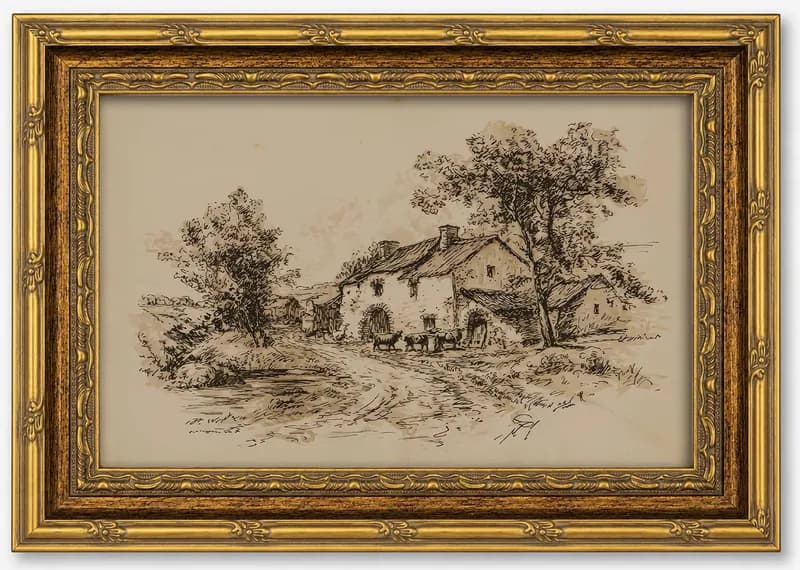 Vintage Bauernhaus Leinwand Wandbild, französisches Landhaus Bild Wanddeko
