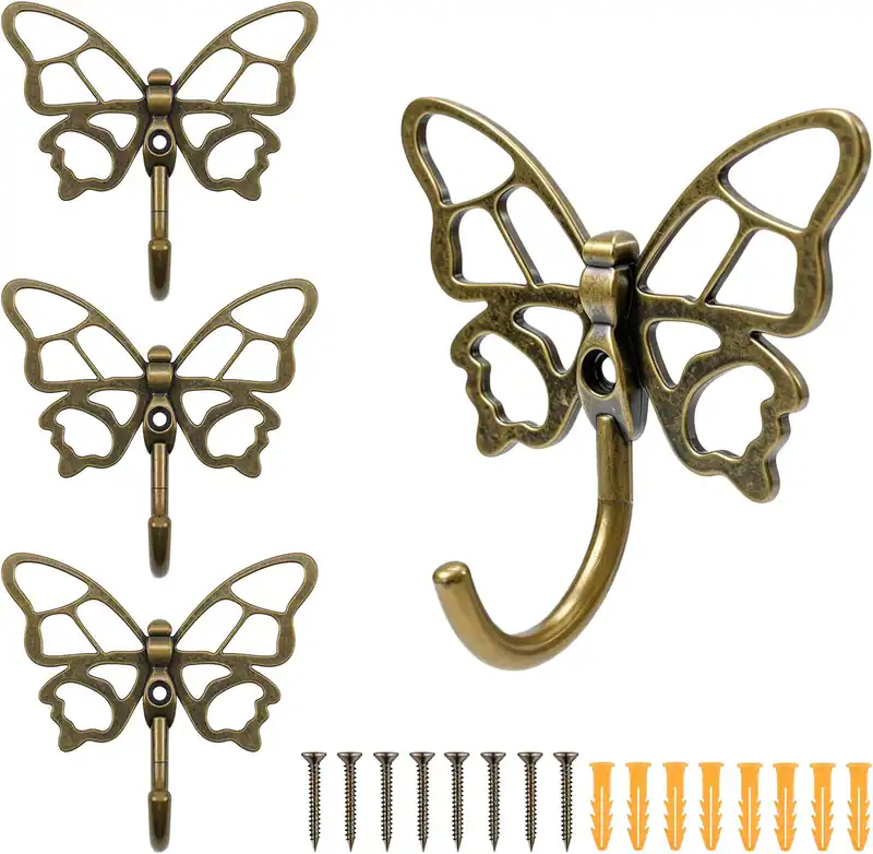 Große Vintage Schmetterling Deko Wandhaken Schwerlast, 4 Stück