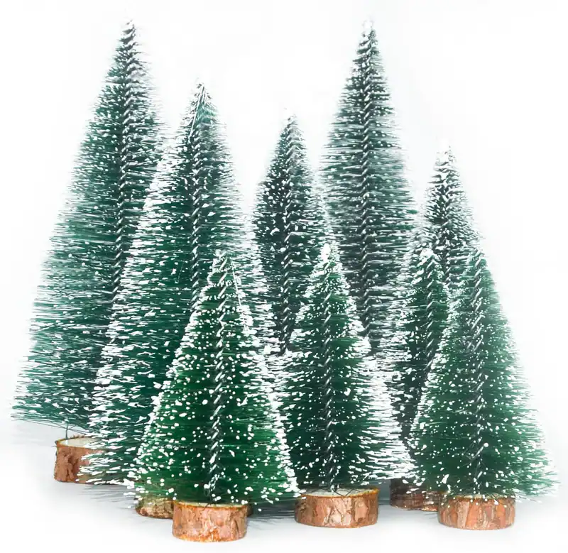 9 Stück Flaschenbürste Weihnachtsbäume, Weihnachtsdorf Zubehör, Weihnachten