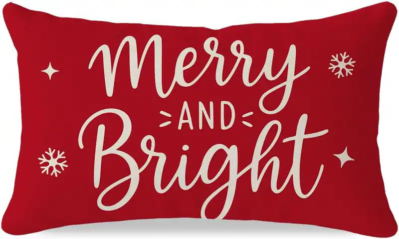 Merry & Bright Weihnachten Überwurf Kissenbezug 12X20, Purpurrot