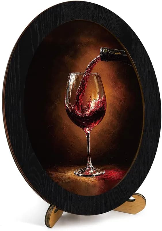 Vintage Wein Gießen Küche Oval Wandbild Gerahmt Stimmungsvoll Druck