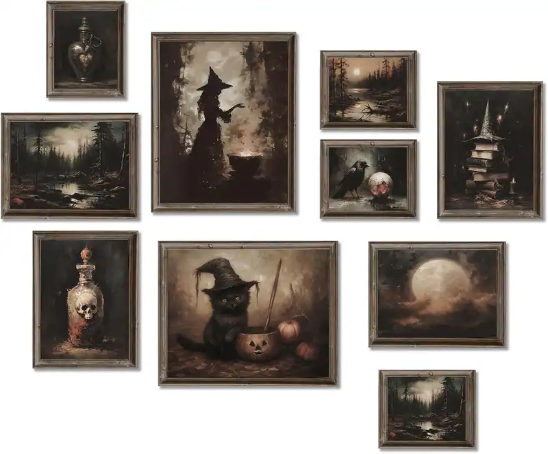 Gothic Halloween Wandbilder, Dark Academia Geist Bilder Wanddeko