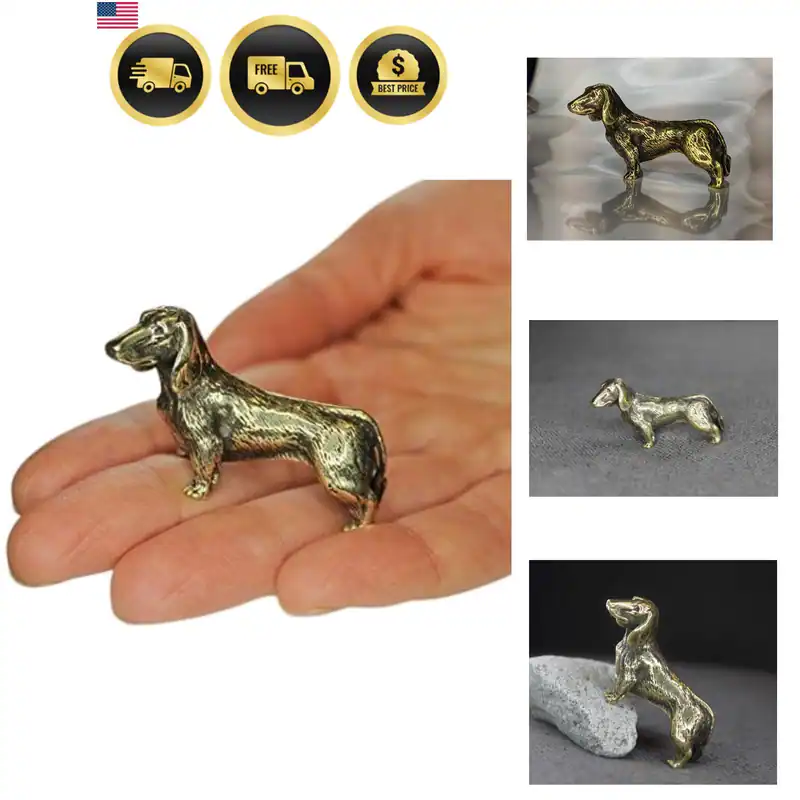 Messing Dackel sehr detailliert stehender Hund Skulptur Spirituelles Tier