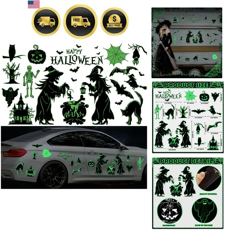 16 Stck. Leuchtet im Dunkeln Halloween Auto Magnet Deko Set