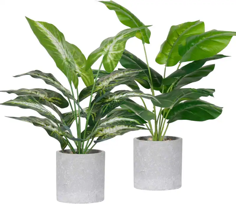 2er Pack 16" Indoor Gefälschte Pflanzen für Schreibtisch Regal Badezimmer Dekor