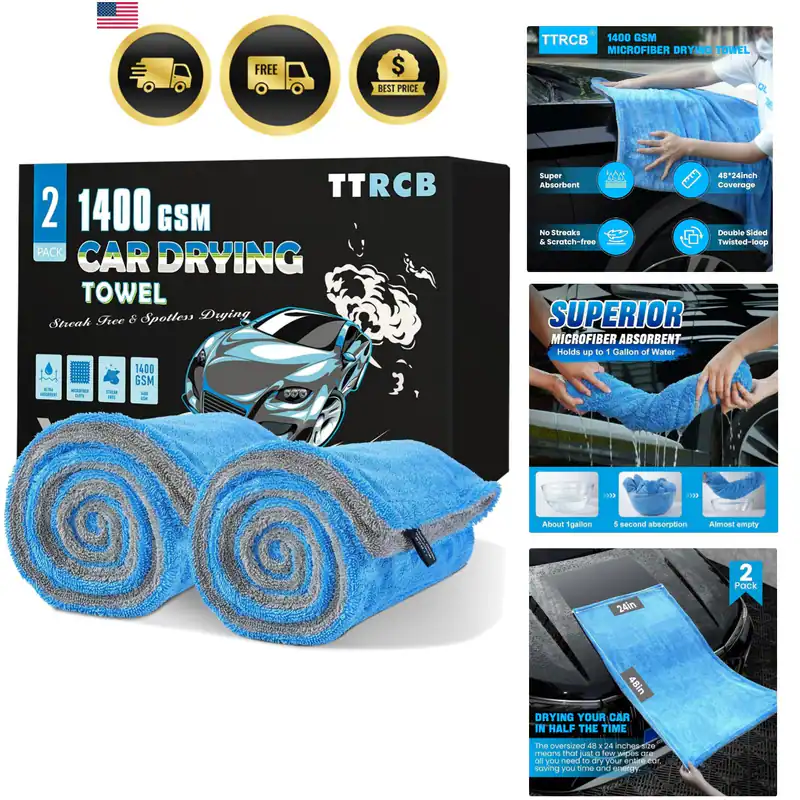 2er Pack Auto Trockentücher 48" x 24", Extra Große Mikrofasertücher für Autos,