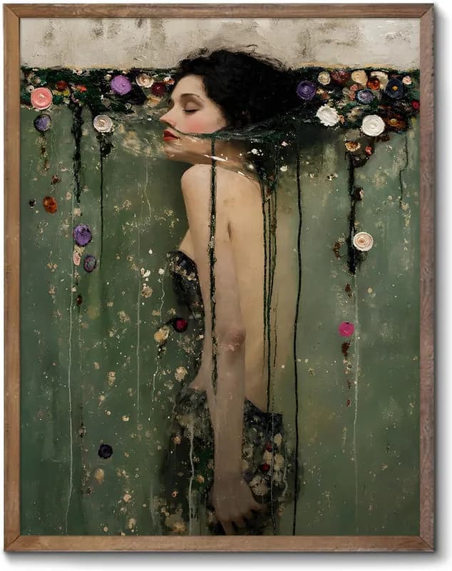 Vintage ungerahmtes Ophelia Wandbild, romantisches viktorianisches gotisches