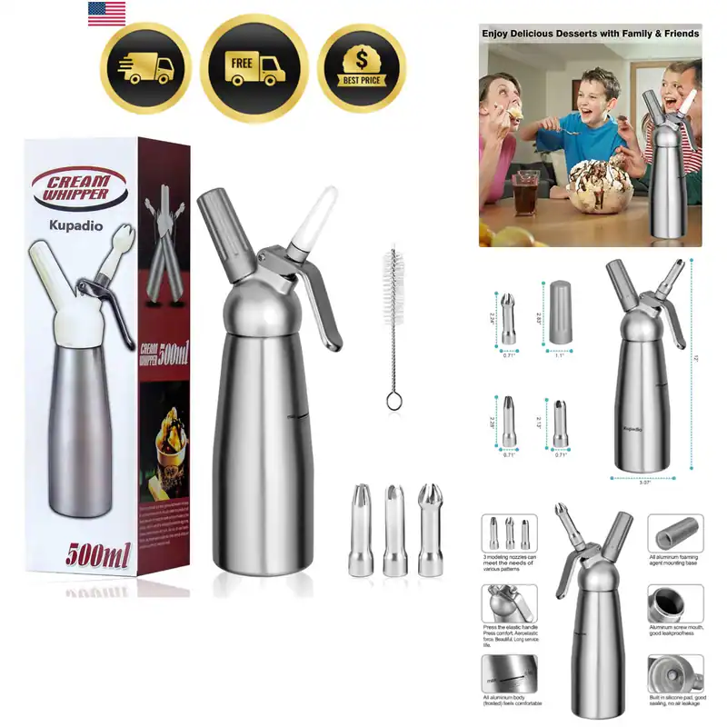 Profi Aluminium Schlagsahnespender Sahnebereiter 500 ml 1 Pint für De...