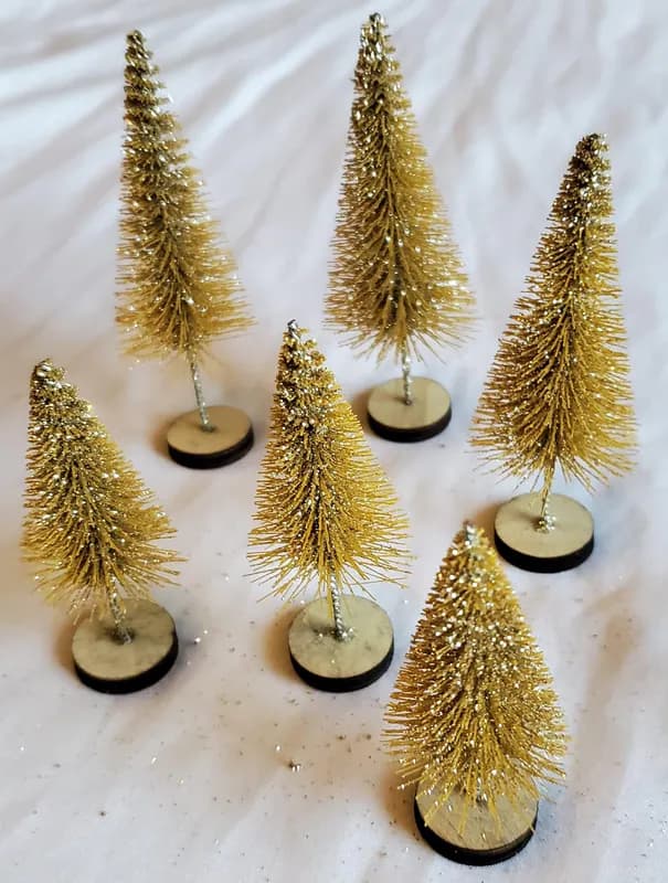 Greenbrier International Mini Gold Flaschenbürste Weihnachtsbäume 6er Set