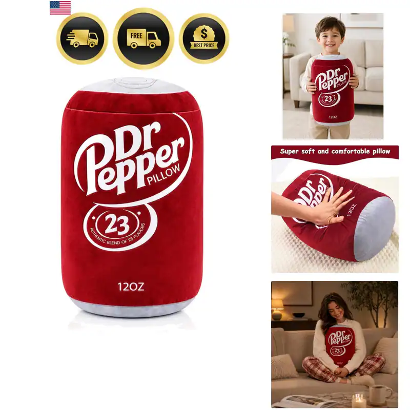 Dr Pepper Kissen Plüsch, Soda Dosenförmiges Dekokissen, Lustiges Essen Plüsch
