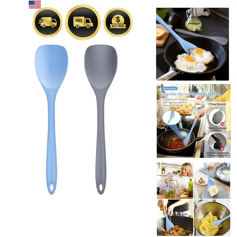 Silikon Spatel Löffel 2er Pack, Gummilöffel Set Hitzebeständig, Nahtlos N...