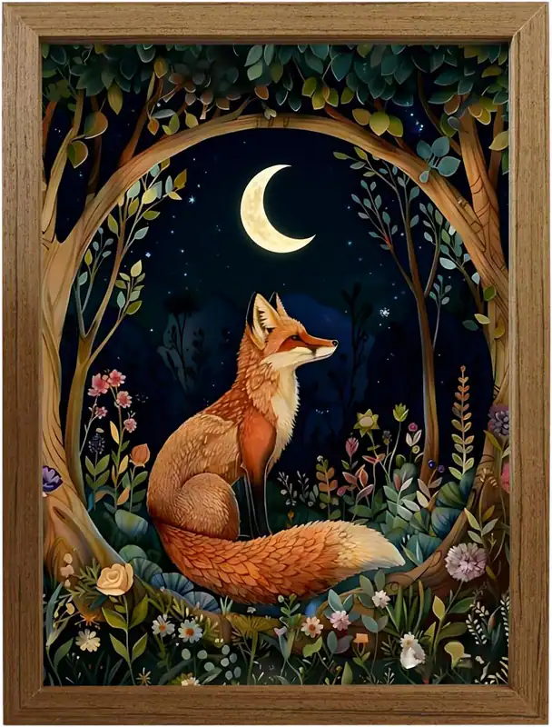 Gerahmtes Cottagecore Fuchs Wandbild 8 x 10 Zoll, Holzrahmen Leinwanddruck mit