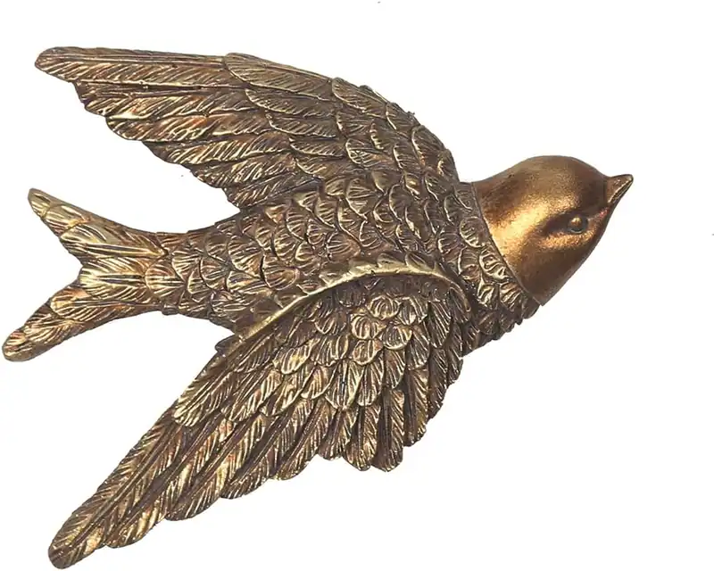 Vintage Wandskulptur, antiker Giebel Flur Wandbild, handbemalter Vogel mit