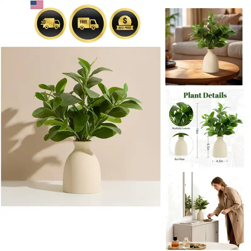 16" Artificial Eucalyptus Stems Potted Plant Indoor Fake Plants
