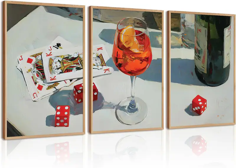 Trendiger Barwagen Wandbild Retro Würfel Poker Leinwand Wanddeko adrette