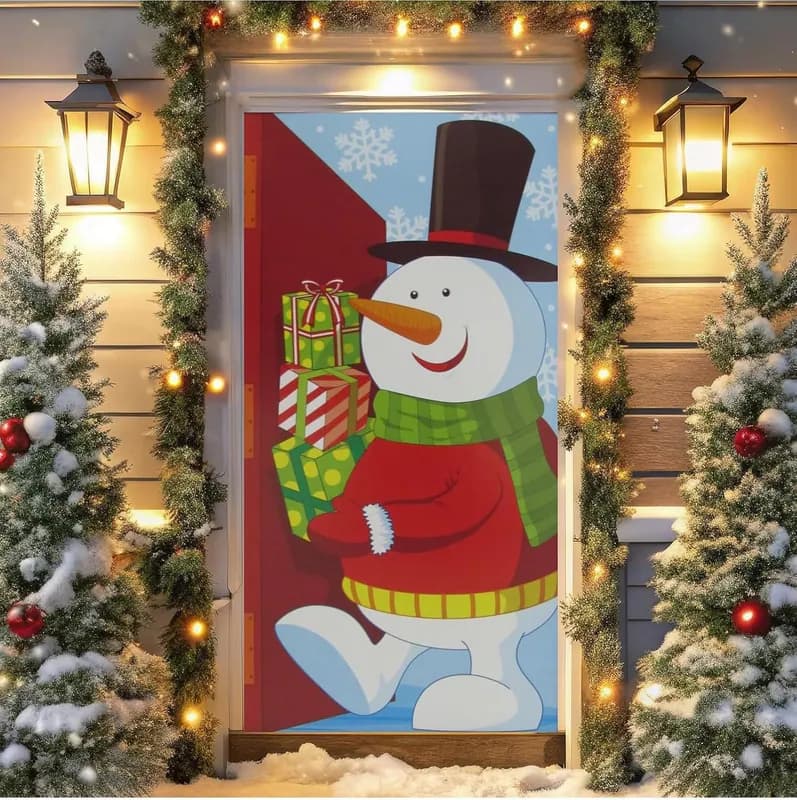 Weihnachten Türabdeckungen für Haustür - Schneemann Weihnachten Türabdeckung -