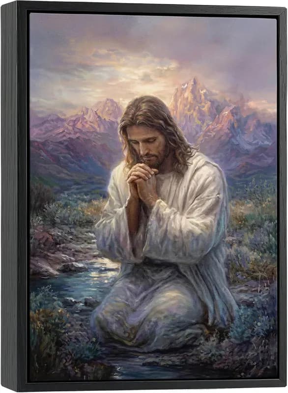 Gerahmtes Jesus Leinwand Wandbild, Gebet in der Wildnis Bild Wanddeko